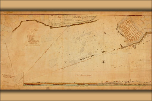 24"x36" Gallery Poster, map of town and harbor of Tripoli libya 1804