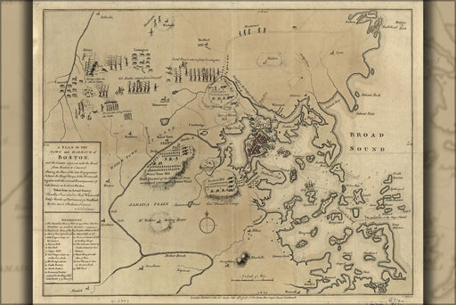 24"x36" Gallery Poster, map of town and harbour of Boston 1775 p2