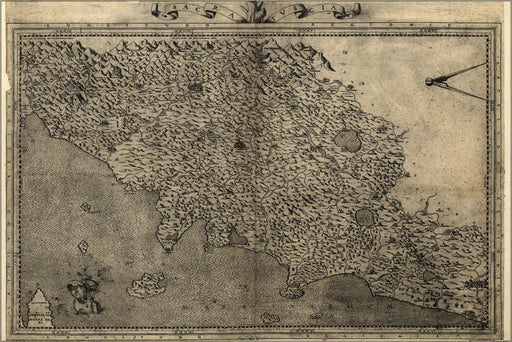 24"x36" Gallery Poster, map of tuscany italy 1575