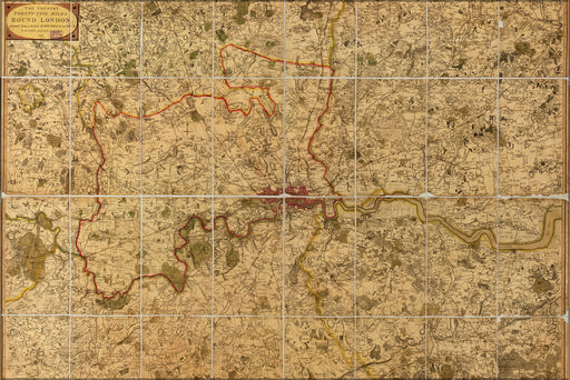 24"x36" Gallery Poster, map of twenty-five miles round London 1790