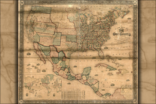24"x36" Gallery Poster, map of united states 1856