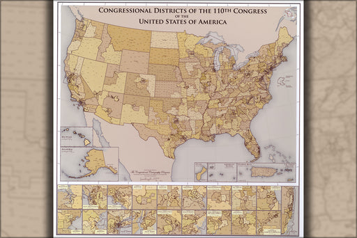24"x36" Gallery Poster, map of united states Congressional districts 2006