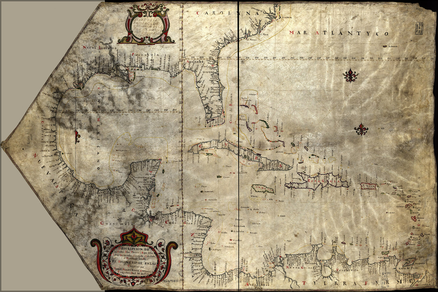 24"x36" Gallery Poster, map of united states Mexico 1765 in spanish