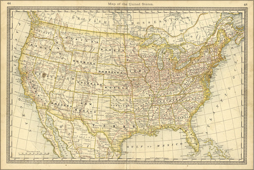 24"x36" Gallery Poster, map of united states of america 1881