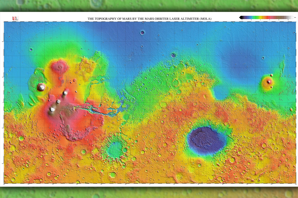 24"x36" Gallery Poster, mars topography map 3