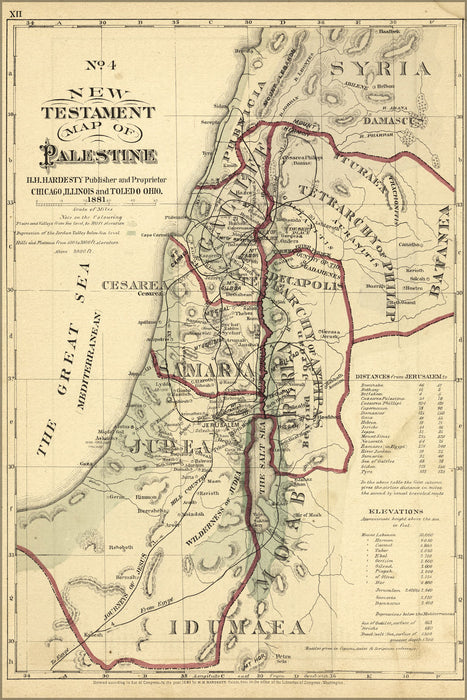 24"x36" Gallery Poster, new testament map palestine israel holy land 1881 05_22_19