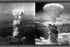 24"x36" Gallery Poster, nuclear atom bomb attacks hiroshima on left, nagasaki on right