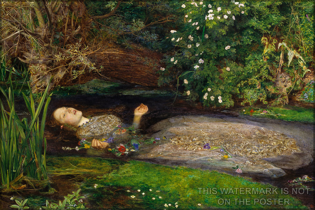 24"x36" Gallery Poster, ophelia Sir John Everett Millais's Ophelia