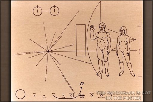 24"x36" Gallery Poster, pioneer probe plaque