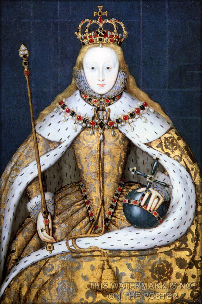 24"x36" Gallery Poster, queen Elizabeth I in her coronation robes,  Tudor