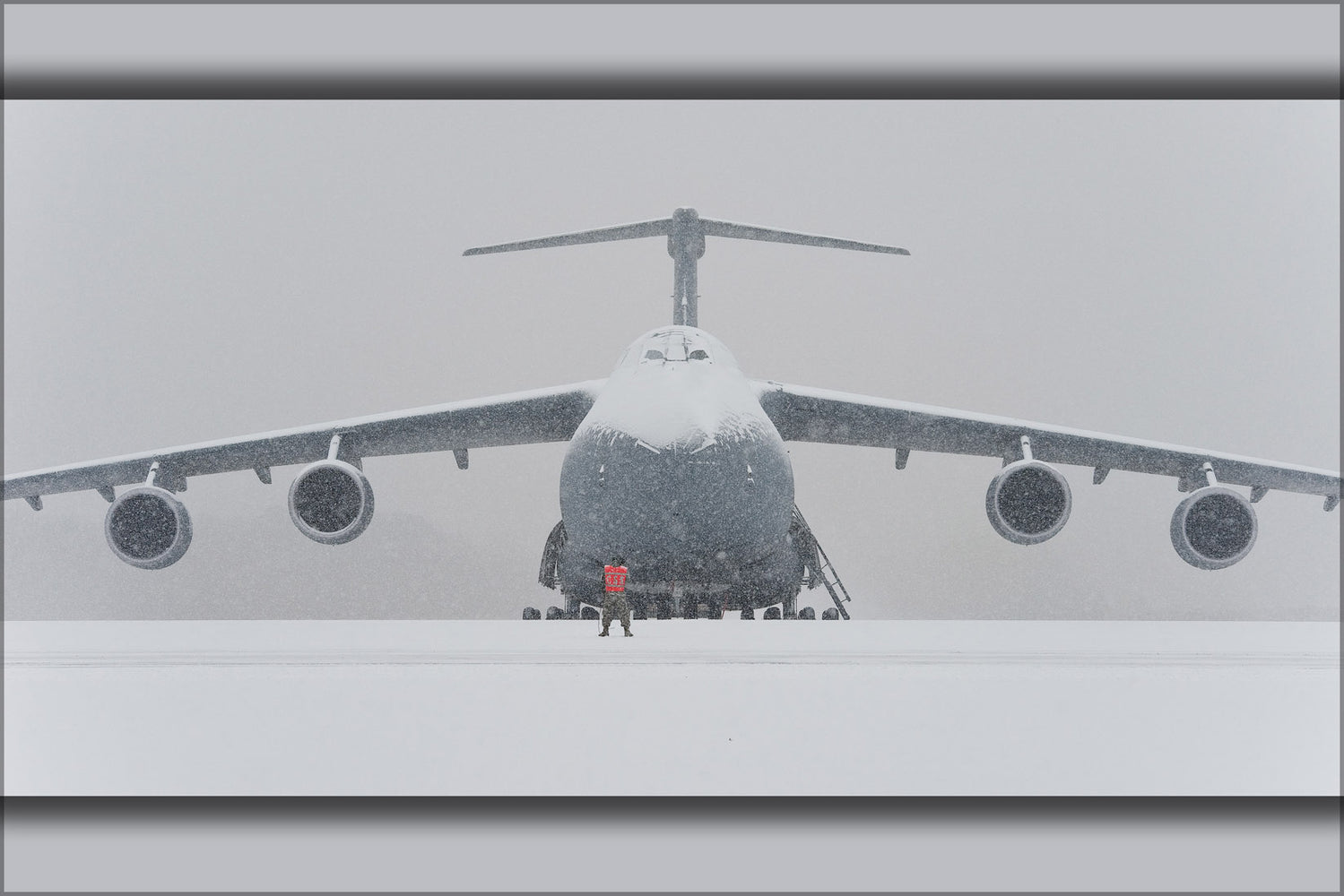 24"x36" Gallery Poster, snow covered C-5M Super Galaxy Dover Air Force Base, Delaware