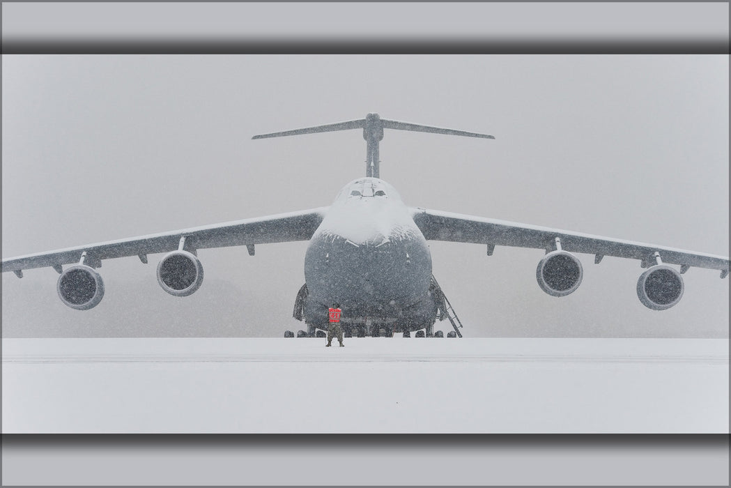 24"x36" Gallery Poster, snow covered C-5M Super Galaxy Dover Air Force Base, Delaware
