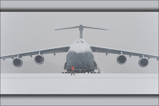 24"x36" Gallery Poster, snow covered C-5M Super Galaxy Dover Air Force Base, Delaware