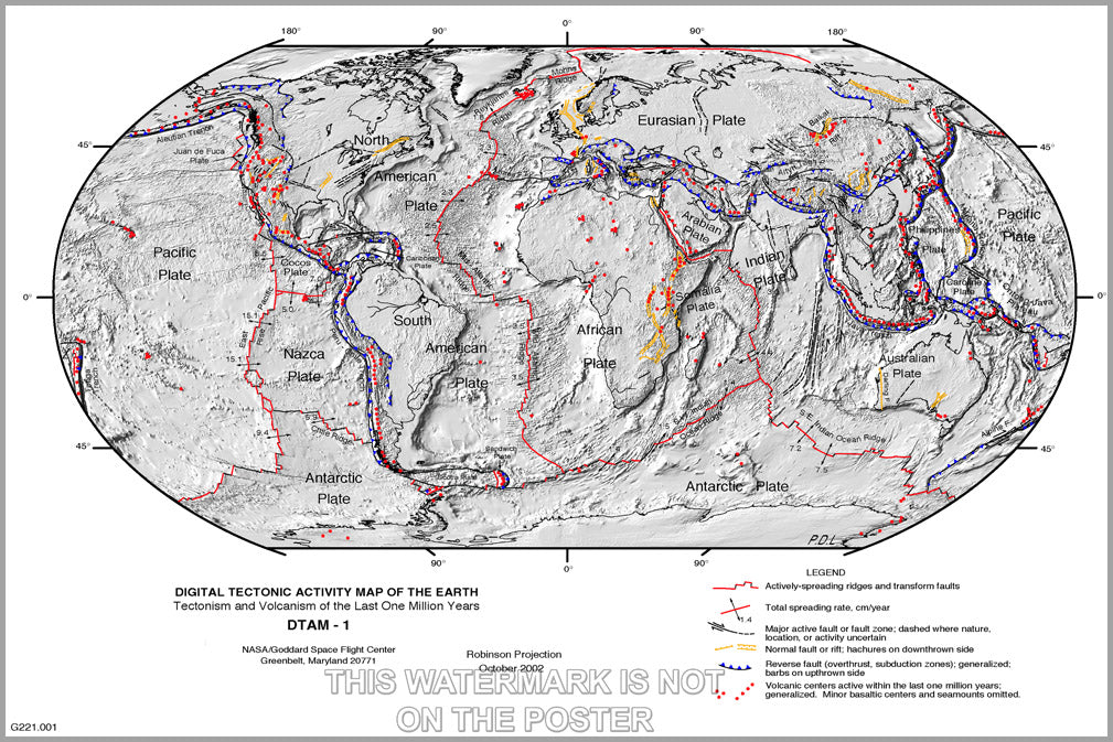 24"x36" Gallery Poster, tectonic plate activity plate tectonics