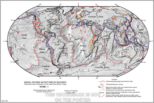 24"x36" Gallery Poster, tectonic plate activity plate tectonics