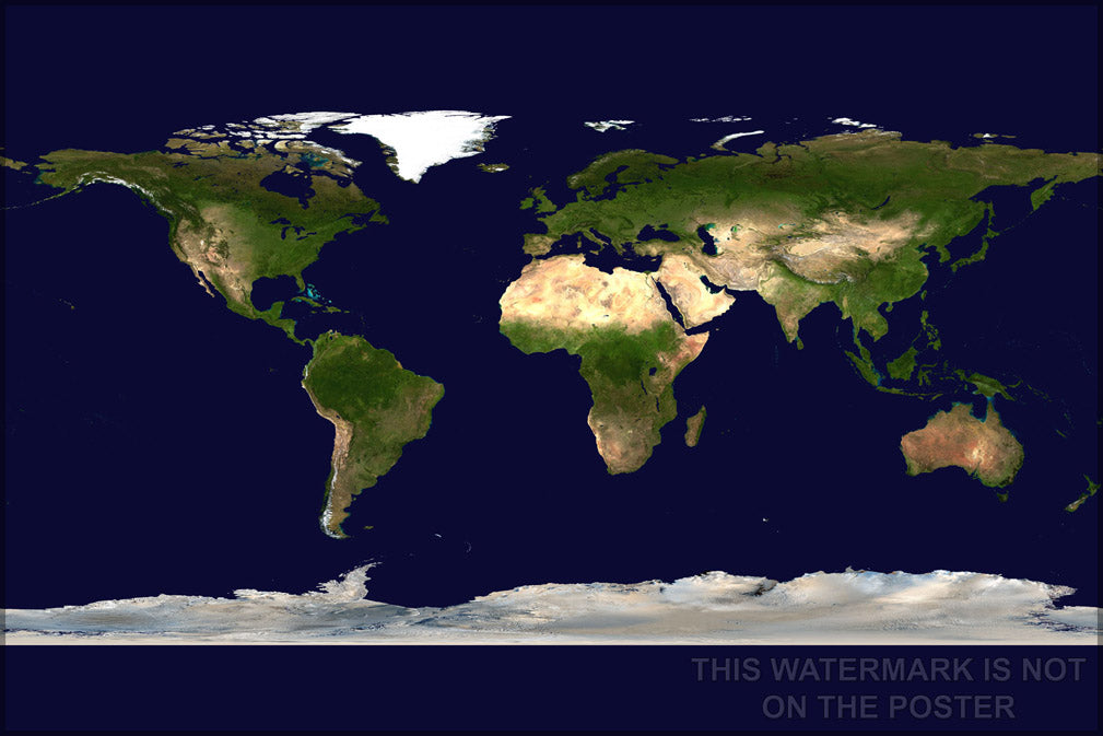 24"x36" Gallery Poster, world satellite map image